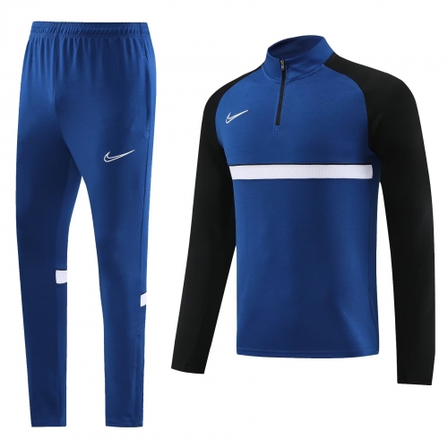 Nike 2022/23 Dark Blue High Collar Soccer Tracksuit Uniform-LH