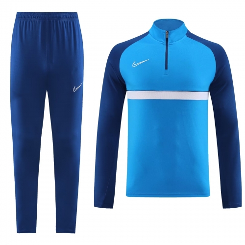 Nike 2022/23 Sky Blue High Collar Soccer Tracksuit Uniform-LH