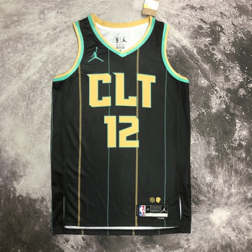 2023 City Version NBA Charlotte Hornets Black #12 Jersey-311
