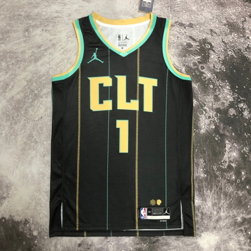 2023 City Version NBA Charlotte Hornets Black #1 Jersey-311