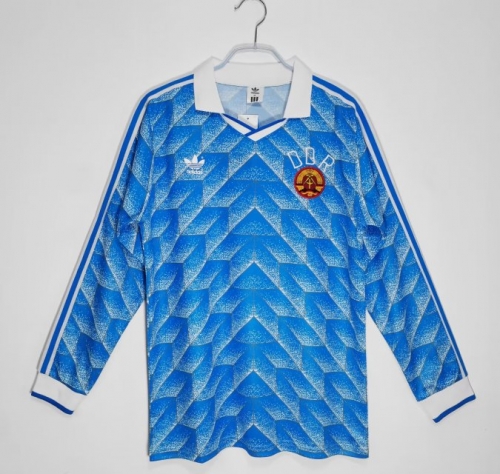 88 Retro Version DDR-Oberliga Away Blue LS Thailand Soccer Jersey AAA-710