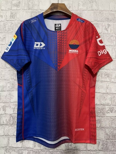 2023 New Zealand Moana Red & Blue Thailand Rugby Shirts-805