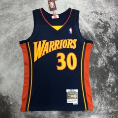 MN Hot Press 10 Retro SW Golden State Warriors NBA Blue #30 Jersey-311