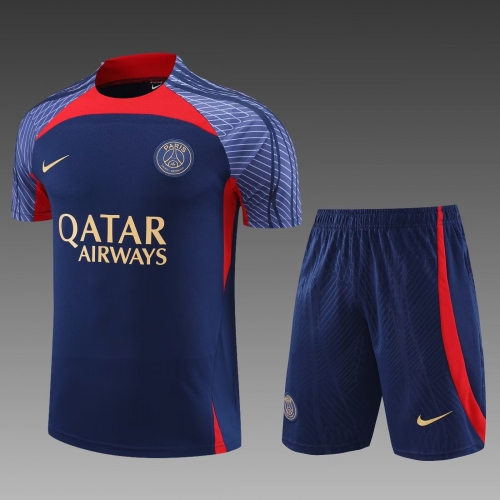 2023/24 Paris SG Royal Blue Short-Sleeve Thailand Soccer Tracksuit Uniform-PO
