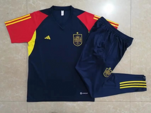 2023/24 Spain Royal Blue Shorts-Sleeve Thailand Tracksuit Uniform-815
