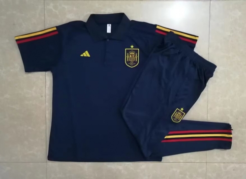 2023/24 Spain Royal Blue Shorts-Sleeve Thailand Tracksuit Uniform-815