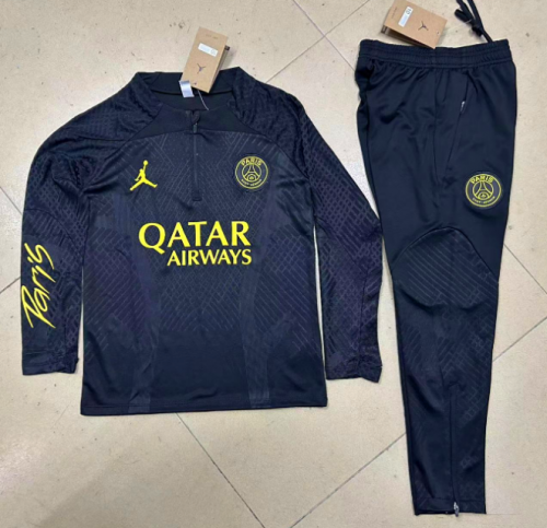 Player Version 2022-23 Jordan Paris SG Black Thailand SoccerTracksuit Uniform-801