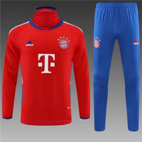 2022/23 Bayern München Red Hight Collar Thailand Soccer Tracksuit Uniform-801