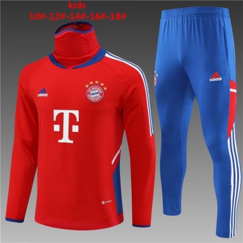 2022/23 Bayern München Red High Collar Kids/Youth Soccer Tracksuit Uniform-801