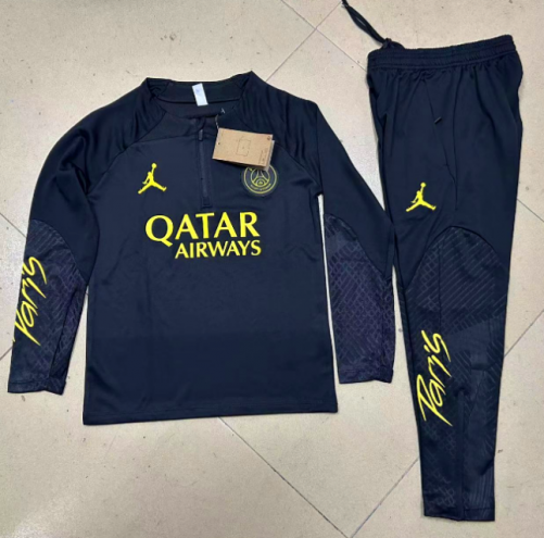 2022-23 Jordan Paris SG Black Thailand SoccerTracksuit Uniform-801