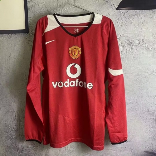 04-06 Retro Version Manchester United Home Red LS Thailand Soccer Jersey AAA-SL