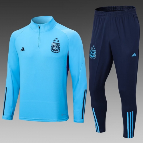 Adult 3 Star 2022/23 Argentina Sky Blue Thailand Soccer Tracksuit Uniform-411