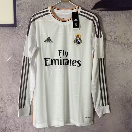 13-14 Retro Version Real Madrid White LS Thailand Soccer Jersey AAA-601/905/23