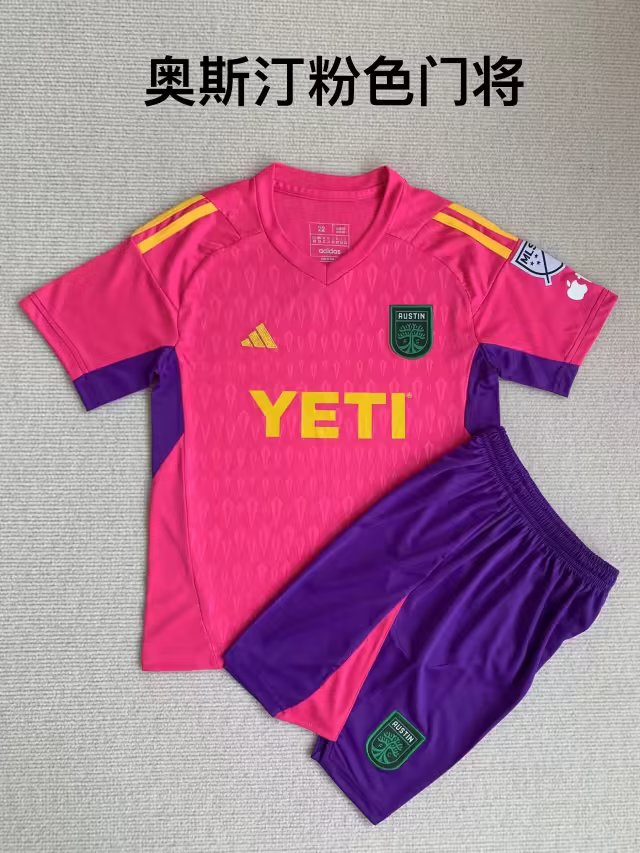 Kids 2023/24 Austin FC Goalkeeper Pink Kids/Youth Soccer Uniform208