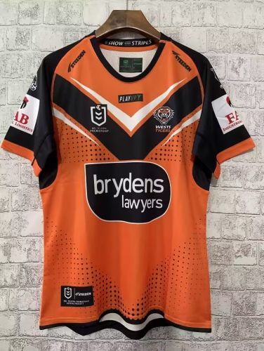 2023 West Tiger Orange & Black Thailand Rugby Shirts-805