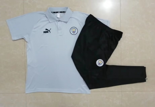 2022/23 Manchester City Light Gray Thailand Polo Uniform-815