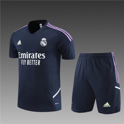 2022/23 Real Madrid Royal Blue Shorts-sleeve Thailand Tracksuit Uniform-801