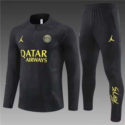 Player Version v2022-23 Jordan Paris SG Black Thailand SoccerTracksuit Uniform-801
