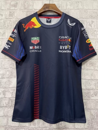 2023 Red Bull Royal Blue Red Round Collar Formula One Racing Shirts-805