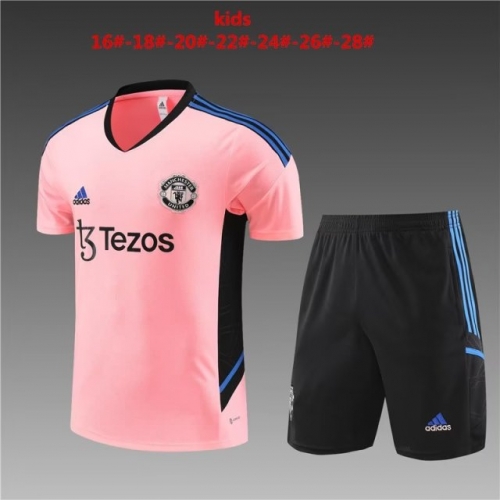 Kids 2022/23 Manchester United Pink Kids/Youth Soccer Tracksuit Uniform-801