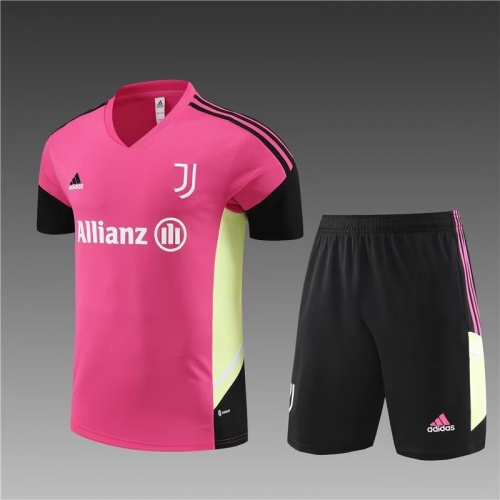 2022/23 Juventus FC Rose Red Shorts-Sleeve Thailand Soccer Tracksuit Uniform-801