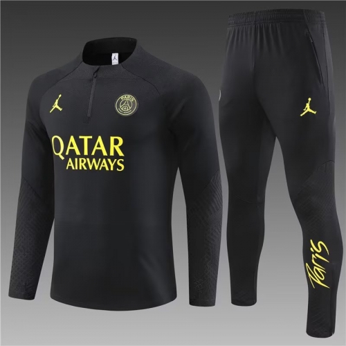 2022-23 Jordan Paris SG Black Thailand Soccer Tracksuit Uniform-801