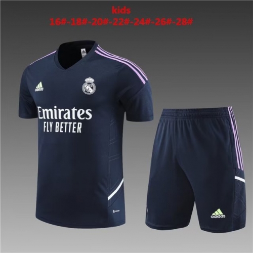 Kids 2022/23 Real Madrid Royal Blue Kids/Youth Soccer Tracksuit Uniform-801