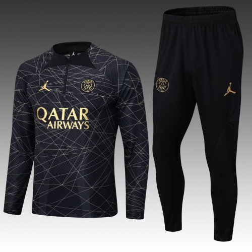 2022-23 Jordan Paris SG Black Thailand SoccerTracksuit Uniform-411