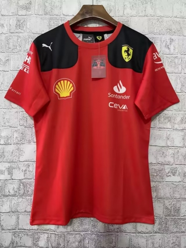 2023 Ferrar Red Round Collar Formula One Racing Shirts-805