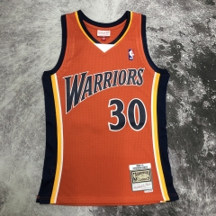 MN Hot Press 10 Retro SW Golden State Warriors NBA Orange #30 Jersey-311