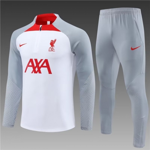 2023/24 Liverpool Gray & White Soccer Tracksuit Uniform-801