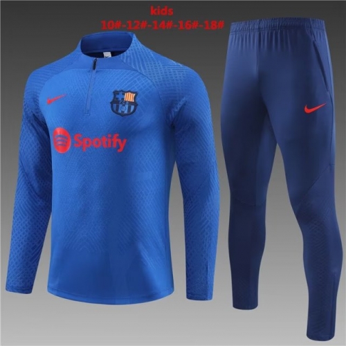 Player Version 2022/23 Barcelona Blue Kids/Youth Soccer Tracksuit Uniform-801