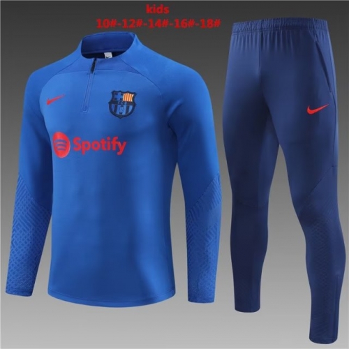 2022/23 Barcelona Blue Kids/Youth Soccer Tracksuit Uniform-801