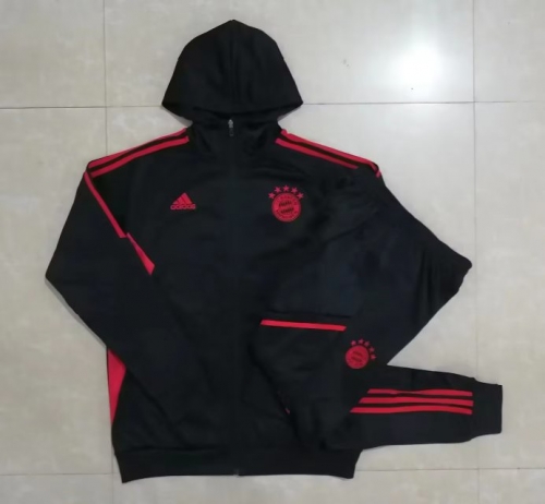 2022/23 Bayern Münche Black Soccer Jacket Uniform With Hat-815