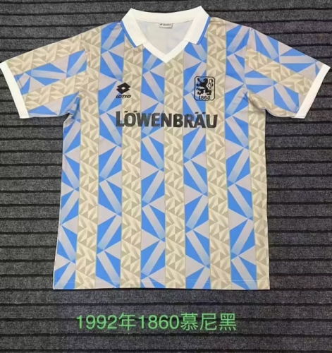 1992  Bayern München White & Blue Thailand Soccer Jersey AAA-709