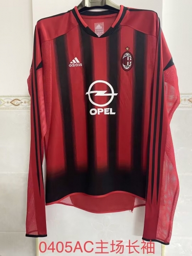 04-05 Retro Version AC Milan Home Red & Black LS Thailand Soccer Jersey AAA-2041