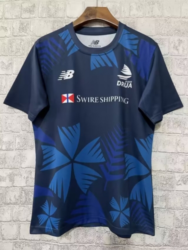 2023 Fiji Away Blue & Black Thailand Rugby Shirts-805