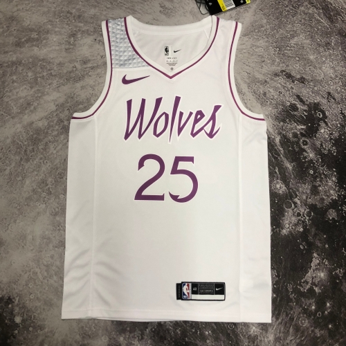 NBA Minnesota Timberwolves White & Pink #25 Jersey-311