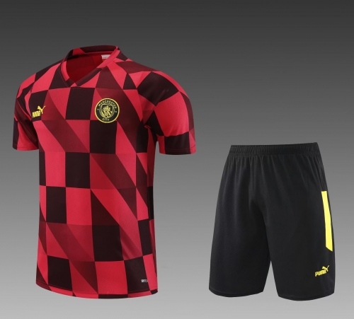 2023/24 AC Milan Red Shorts-Sleeve Soccer Tracksuit Uniform-PO