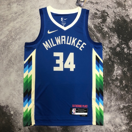 2023 Season City Version NBA Milwaukee Bucks Blue #34 Jersey-311