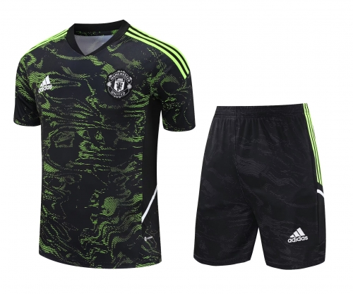 2023/24 Manchester United Black & Green Thailand Soccer Training Uniform-418