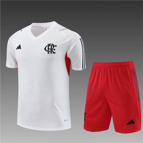 2023/24 Flamengo White Shorts-Sleeve Thailand Soccer Jersey-801