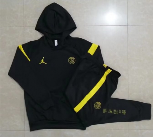 2023/24  Paris SG Black Soccer Jacket Uniform With Hat-815