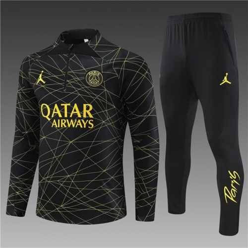 Fans 2022-23 Jordan Paris SG Black Thailand Soccer Tracksuit Uniform-801