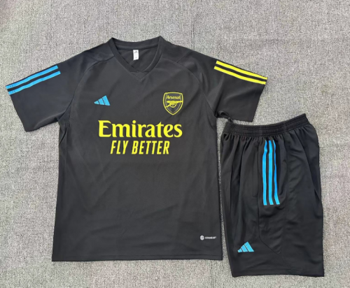 2023/24 Arsenal Black Shorts-Sleeve Kids/Youth Soccer Tracksuit Uniform-801