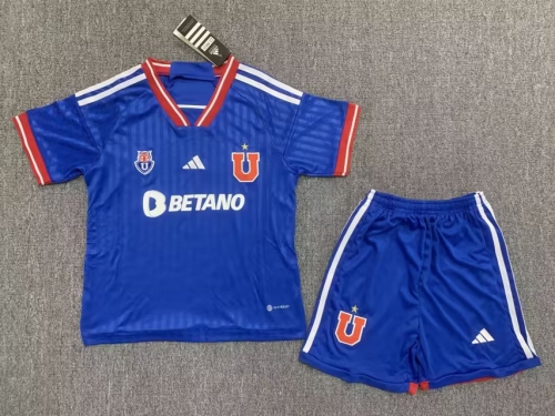 Kids 2023/24 Club Universidad de Chile Home Blue Soccer Uniform-23/36/522