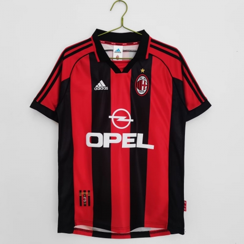1998-99 Retro Version AC Milan Home Red & Black Thailand Soccer Jersey AAA-710/811/1041