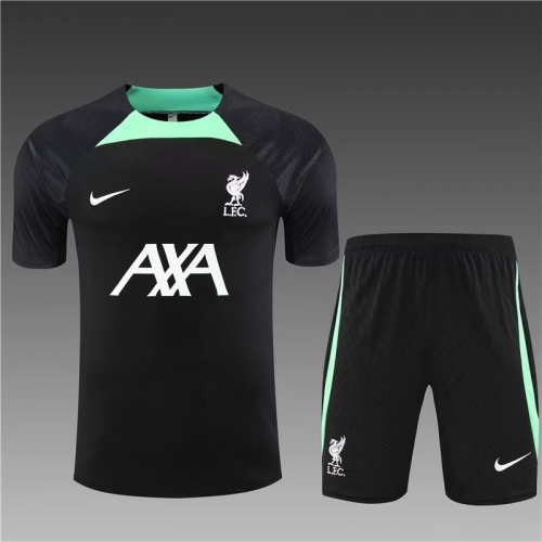 2023/24 Liverpool Black Shorts-Sleeve Soccer Tracksuit Uniform-801