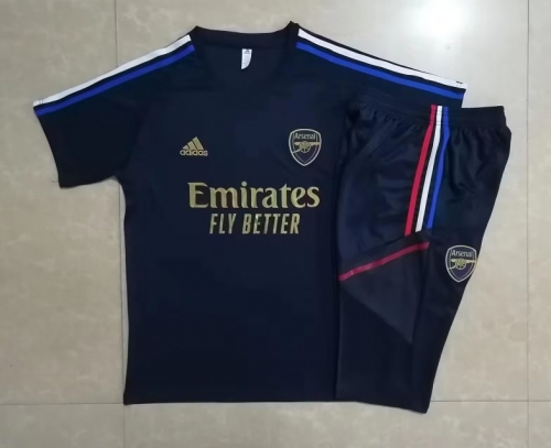 2023/24 Arsenal Royal Blue Shorts-Sleeve Thailand Soccer Uniform-815