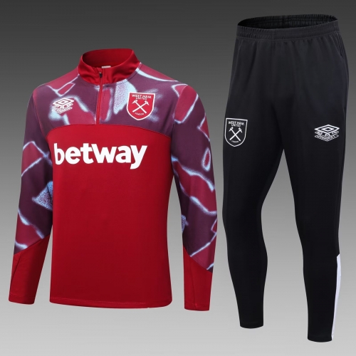 2023/24 West Ham United Red Thailand Soccer Tracksuit Uniform-411